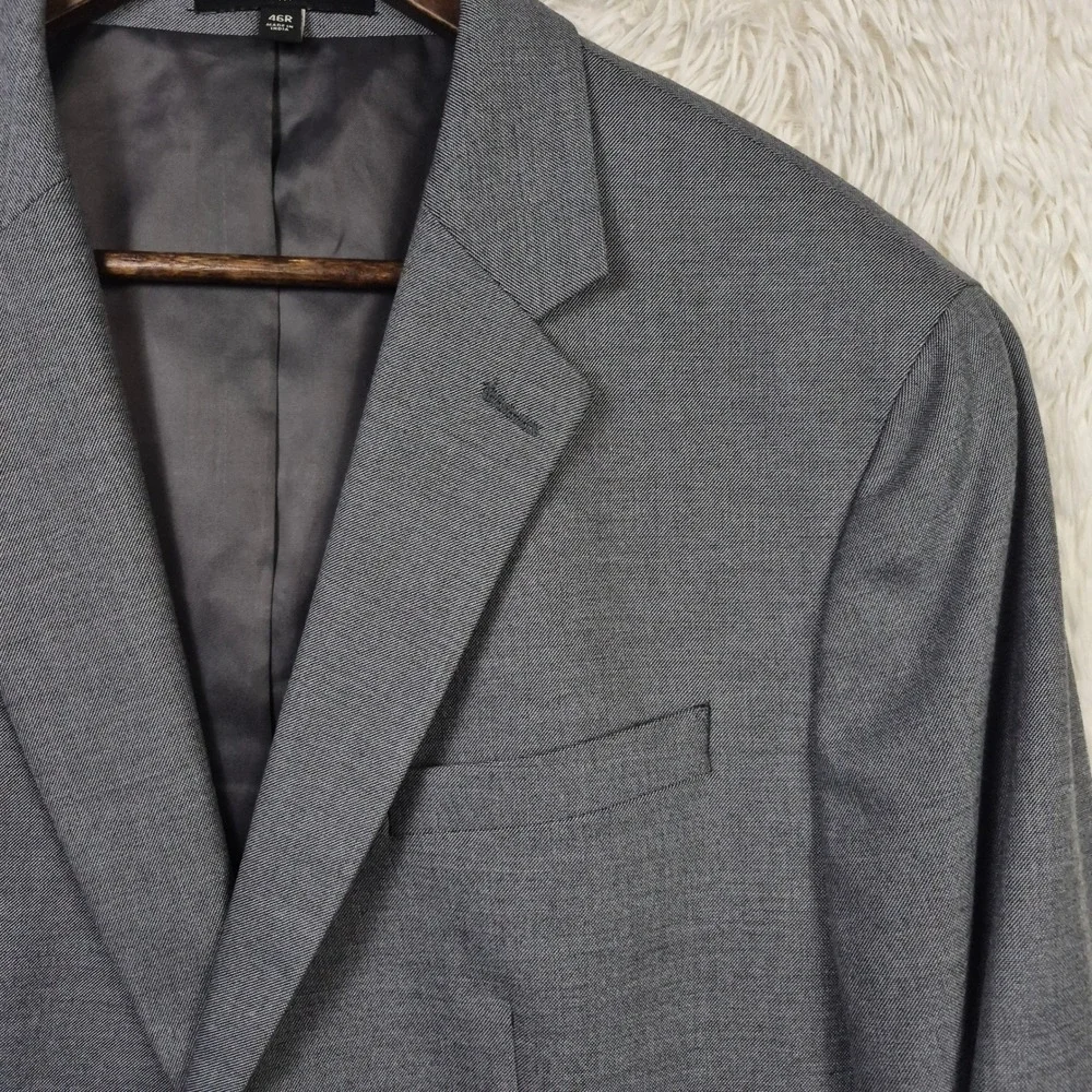 Banana Republic Mens 46R Slim Fit Sharkskin‎ Blazer Grey Sport Coat 532458